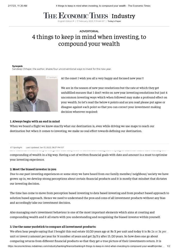 17th feb 2023 - 4 things to keep in mind when investing, to compound your wealth - The Economic Times.pdf _page-0001